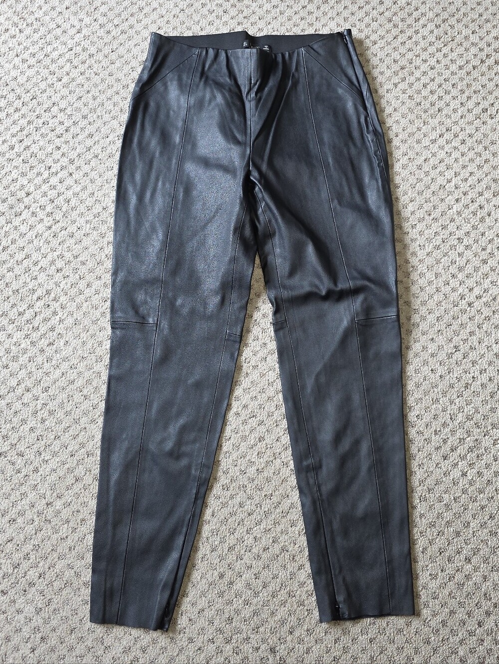 Zara Basic Faux Leather Pants With Zippers At Ankles